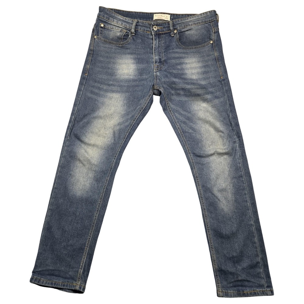 Smith & Mills Jeans Mens 32 Blue Stretch Straight Leg Denim Classic Casual Pants